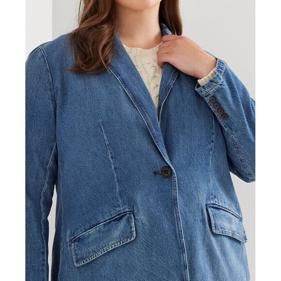 Lauren Ralph Lauren Women's Plus Size One-Button Denim Blazer size 18W - Picture 2 of 12